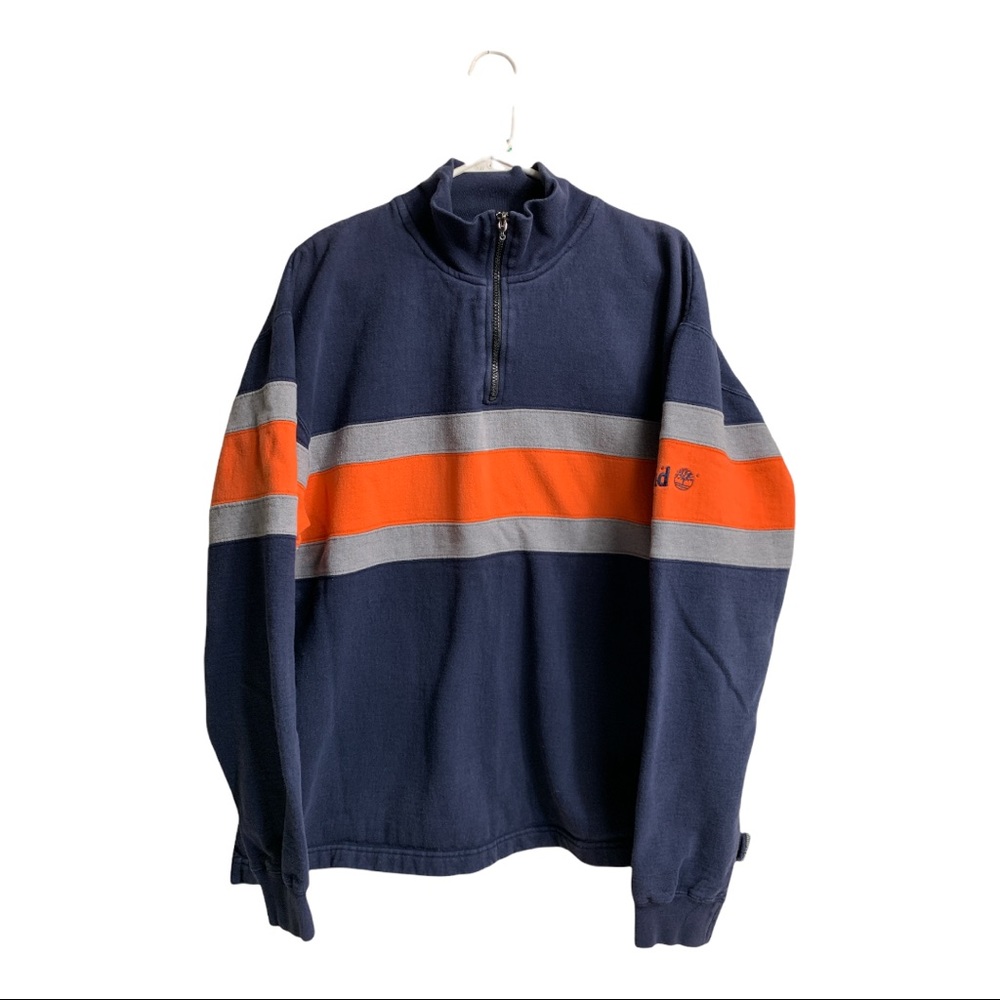 Timberland Men Large 1/4 Zip Blue Fleece
